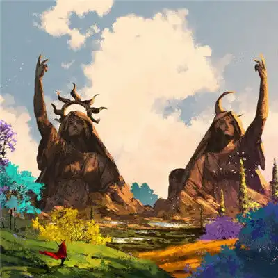 二次元插画头像,二次元场景风景插画图片