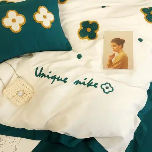 货牛牛家纺网红款ins风60支长绒棉纯棉四件套全棉北欧风被套小清新少女心公主风床上用品