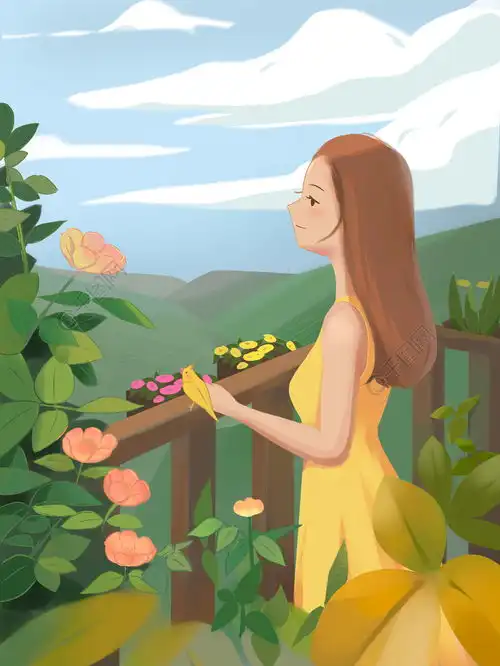 国庆出游唯美清新治愈系旅游度假插画免费下载插画图片3543像素千图