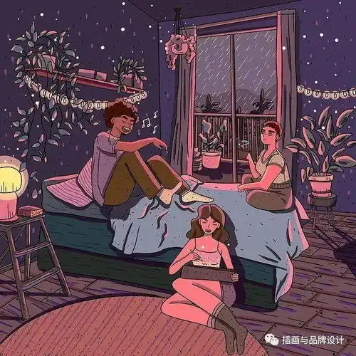 插画丨少女心爆棚的粉紫色系插画,像被施了魔法万物皆可甜