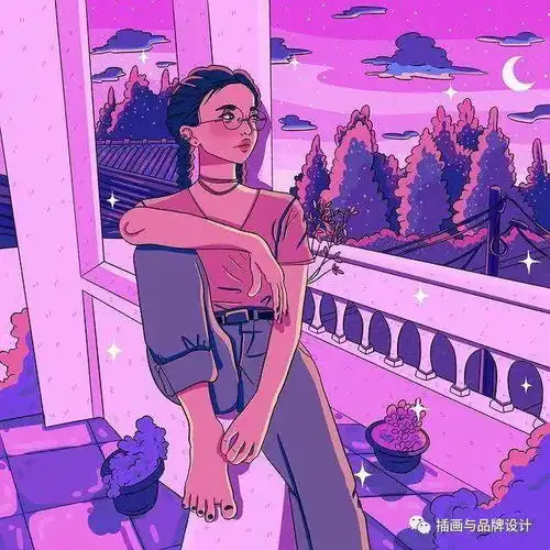 插画丨少女心爆棚的粉紫色系插画,像被施了魔法万物皆可甜