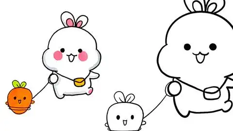 小星星简笔画可爱的兔子简笔画,边画画边认颜色吧