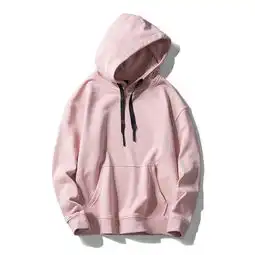 春季男士连加绒卫衣休闲纯色白色黑色带帽套头情侣男装有帽外套潮