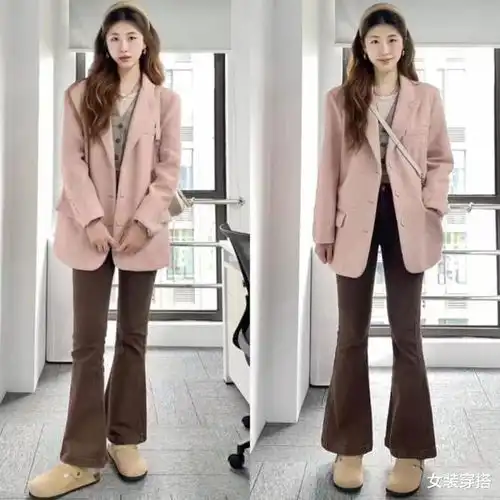 春天流行粉色西装外套,显白温柔提气质,穿出日系甜美感