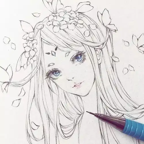 cg原画插画教程绝美仙气女生线稿临摹手绘