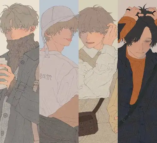 穿搭男孩温暖清新插画侵删致歉