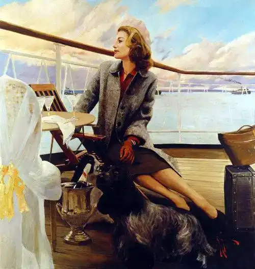 俄罗斯艺术家弗拉基米尔油画中的淑女,诗情画意