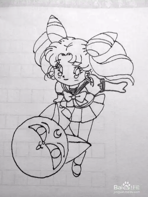 如何画美少女战士水冰月的女儿小小兔卡通简笔画