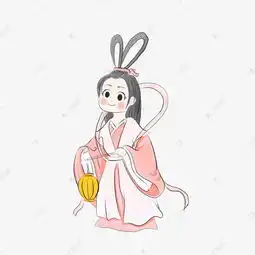 中秋节暖色卡通手绘古代嫦娥古风q版png免扣图插画素材图片免费下载千库网