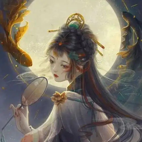 古风头像女青色系意境画