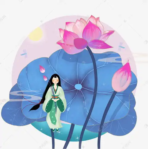 夏日月色荷花上的仙女素材图片免费下载千库网