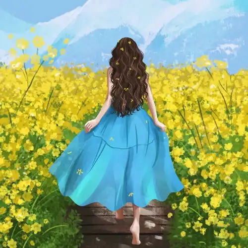 小清新文艺风头像,女孩与花