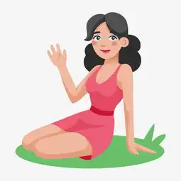 手绘草地上的美女插画图片素材其他格式下载动漫人物大全