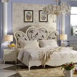 德工简欧橡胶木系列高档欧式田园橡胶木实木手工雕刻实木床头柜