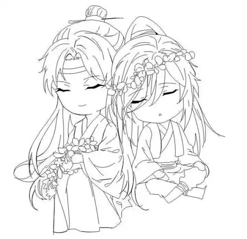 黑白线稿橡皮章素材魔道祖师动漫忘羡