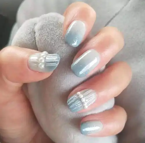 绿蓝系美甲款,氧气少女炼成记