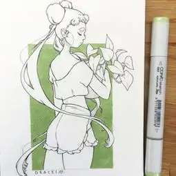 单色系少女马克笔动漫插画师chelsea堆糖,美图壁纸兴趣社区
