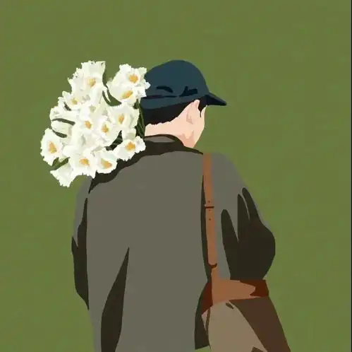 文艺风情侣头像,抱花不露脸