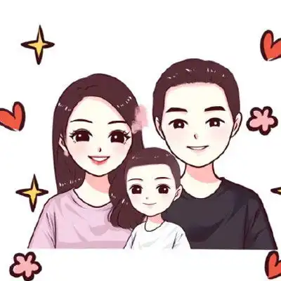 一家三口头像卡通超萌亲子q版手绘微信头像