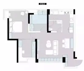 现代风三居室,蓝色系餐厅颜值真高,满满的文艺清新范