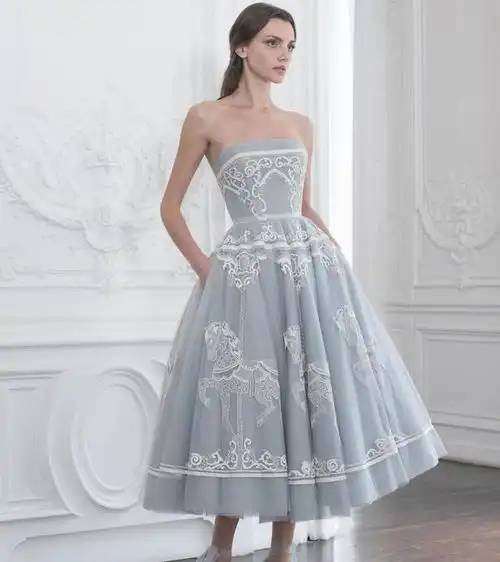 paolosebastian淡雅仙气蓝色系礼裙,丛林仙子,薄纱花卉浪漫