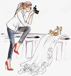 手绘拍高跟鞋的女摄影师素材图片免费下载高清卡通手绘png千库网图片编号5959853