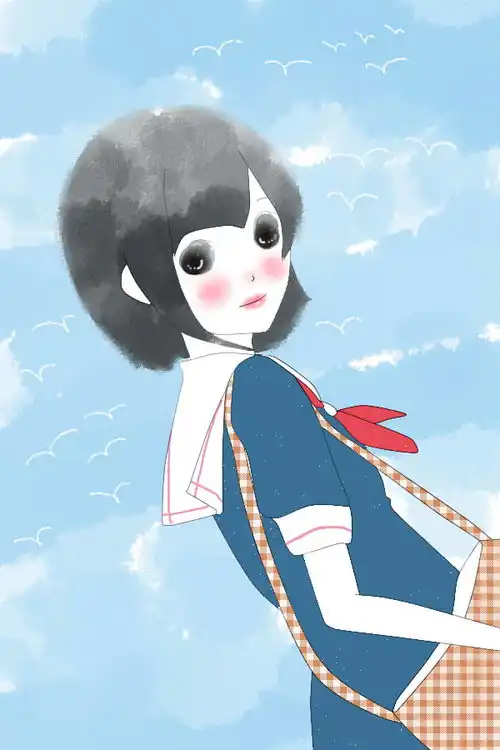 小清新头像背景图治愈系壁纸少女水彩每日一画银子丽