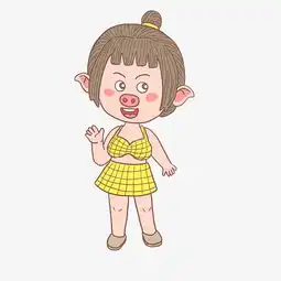 猪年2019年卡通手绘猪泳装女孩图片素材其他格式下载动漫人物大全