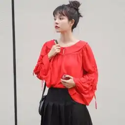 修身雪纺日系花苞裙