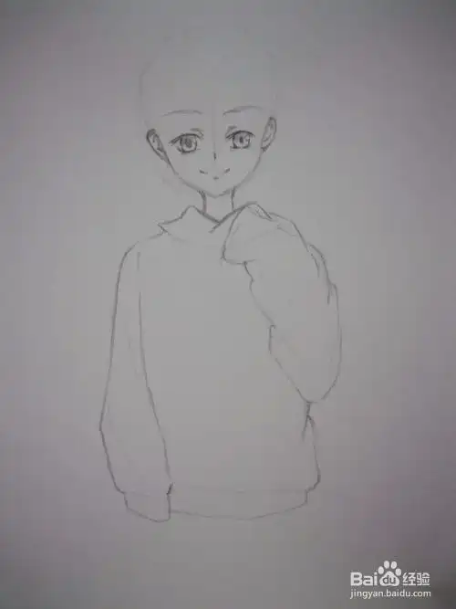 穿着卫衣的动漫人物手绘线稿教程