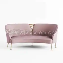 现代粉色布艺双人沙发3d模型