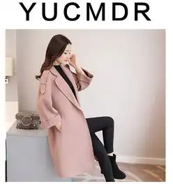 韩国2017秋冬季韩版修身呢子大衣中长款宽松显瘦系带毛呢外套女