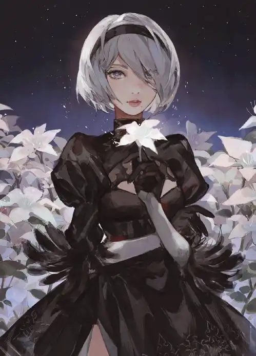 风格浓郁的二次元美少女同人插画,人物就像水晶拼合似的美