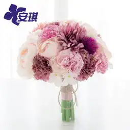 安琪复古粉紫色系新娘手捧花球仿真绢花球结婚礼创意定制婚庆用品
