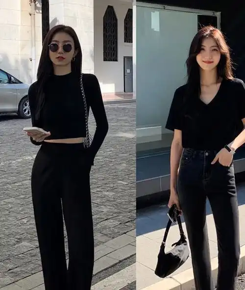 初秋也要做个酷girl这些黑色系穿搭太高级,气场一米八