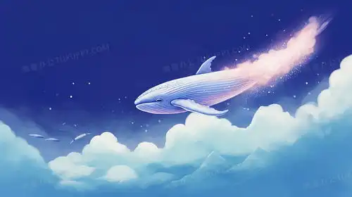 唯美梦幻空中的鲸鱼插画图片素材下载jpg格式熊猫办公