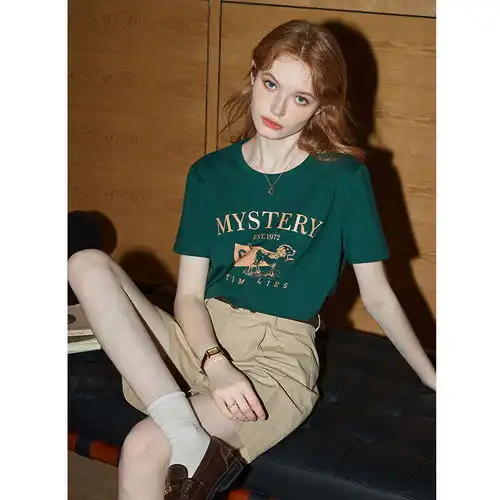 ep雅莹女装宽松短款休闲运动印花短袖t恤2024春装5329a粉红4l