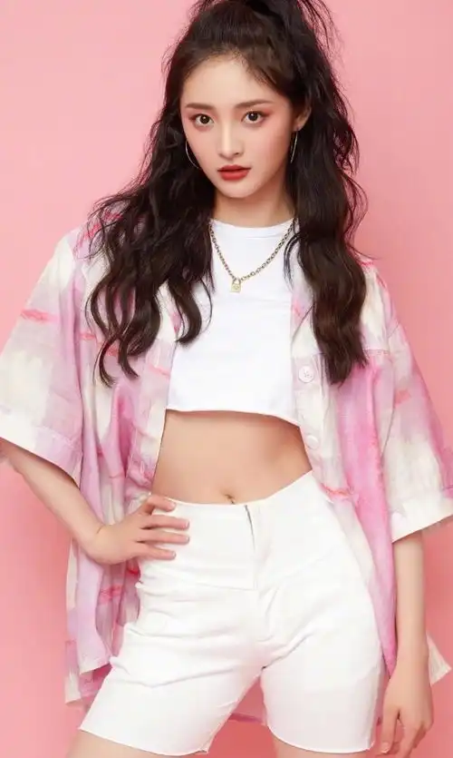 周洁琼粉色穿搭甜美可爱,是甜心女孩没错了