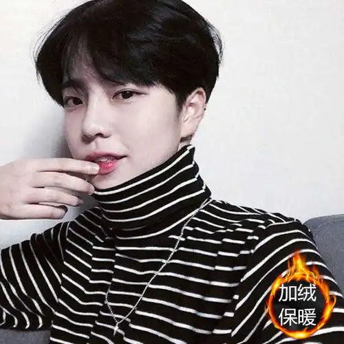 秋装高领黑白条纹学生体恤韩版百搭长袖t恤秋冬男生打底衫上衣潮,一品好特惠