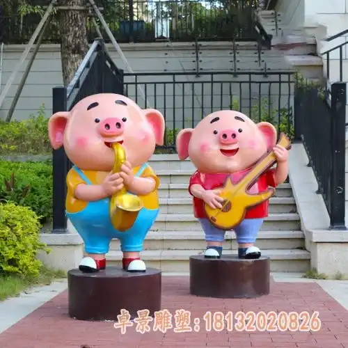 可爱的卡通猪头像卡通雕