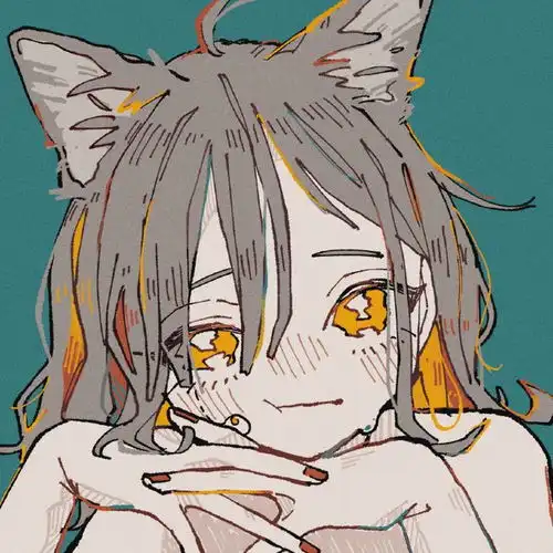 风格简约不拘一格的猫系少女插画,配色鲜艳灵动跳跃