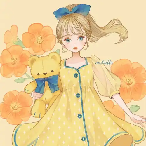 少女手机头像甜美系插画