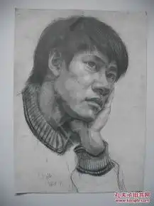 王少伦素描男青年肖像