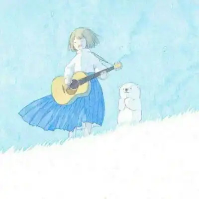 安奈治愈系插画女孩和北极熊卡通动漫头像我要个性网