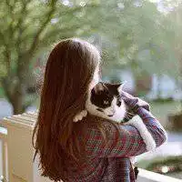 抱着猫侧面的女生头像微信头像图片大全