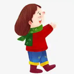 系着绿色花围巾的卡通手绘小女孩图片素材其他格式下载动漫人物大全
