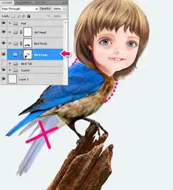 用ps合成奇幻可爱卡通飞鸟人像图片