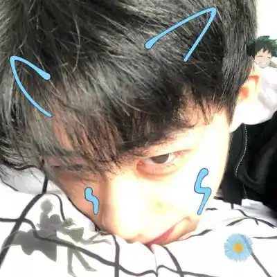 软锦男生半露脸部位头像涂鸦