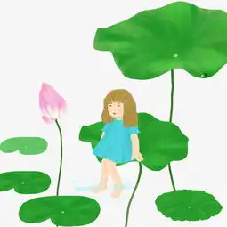坐在荷叶上的小女孩png图片素材其他格式下载动漫人物大全