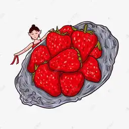 手绘卡通可爱草莓果盘插画女孩素材图片免费下载千库网